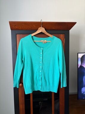 Nue Options Turquoise Button-Front Cardigan